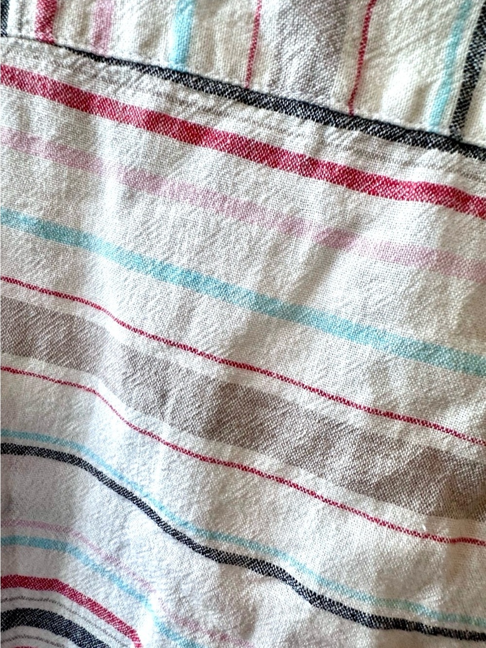 Weatherproof Women's White Striped Button-Front Tie Hem Shirt - Pink, Blue, Gray - Picture 6 of 6